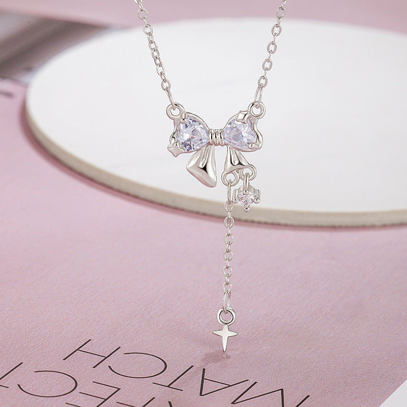 Wholesale Bow Tassel Star Copper Necklace